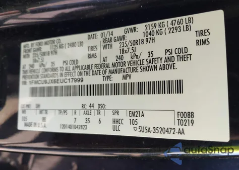 2014 Ford Escape Titanium from USA, damaged, VIN 1FMCU9JX6EUC17999